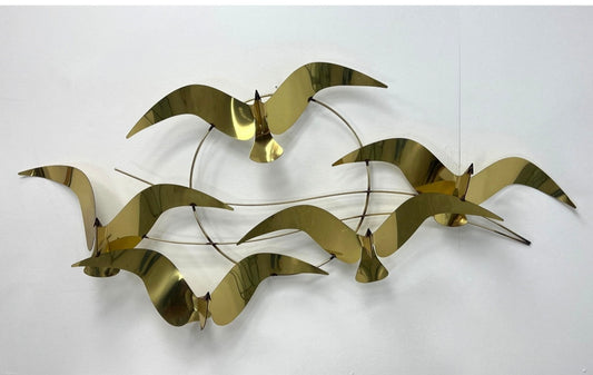 Mid Century Brass Bird Wall Art