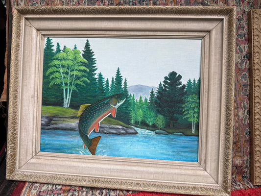 Mid Century Brook Trout Painting