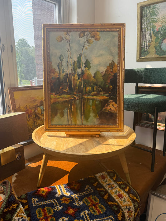Mid Century Oil Painting Forest