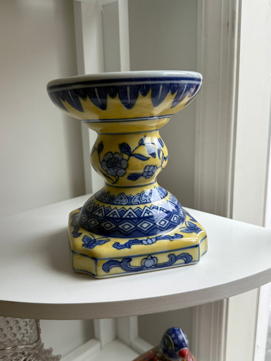 Asian Yellow Pedestal Candle Holder