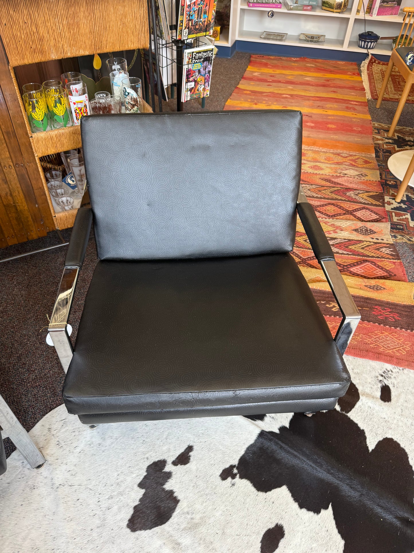 MCM Black & Chrome Lounge Chair