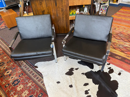 MCM Black & Chrome Lounge Chair