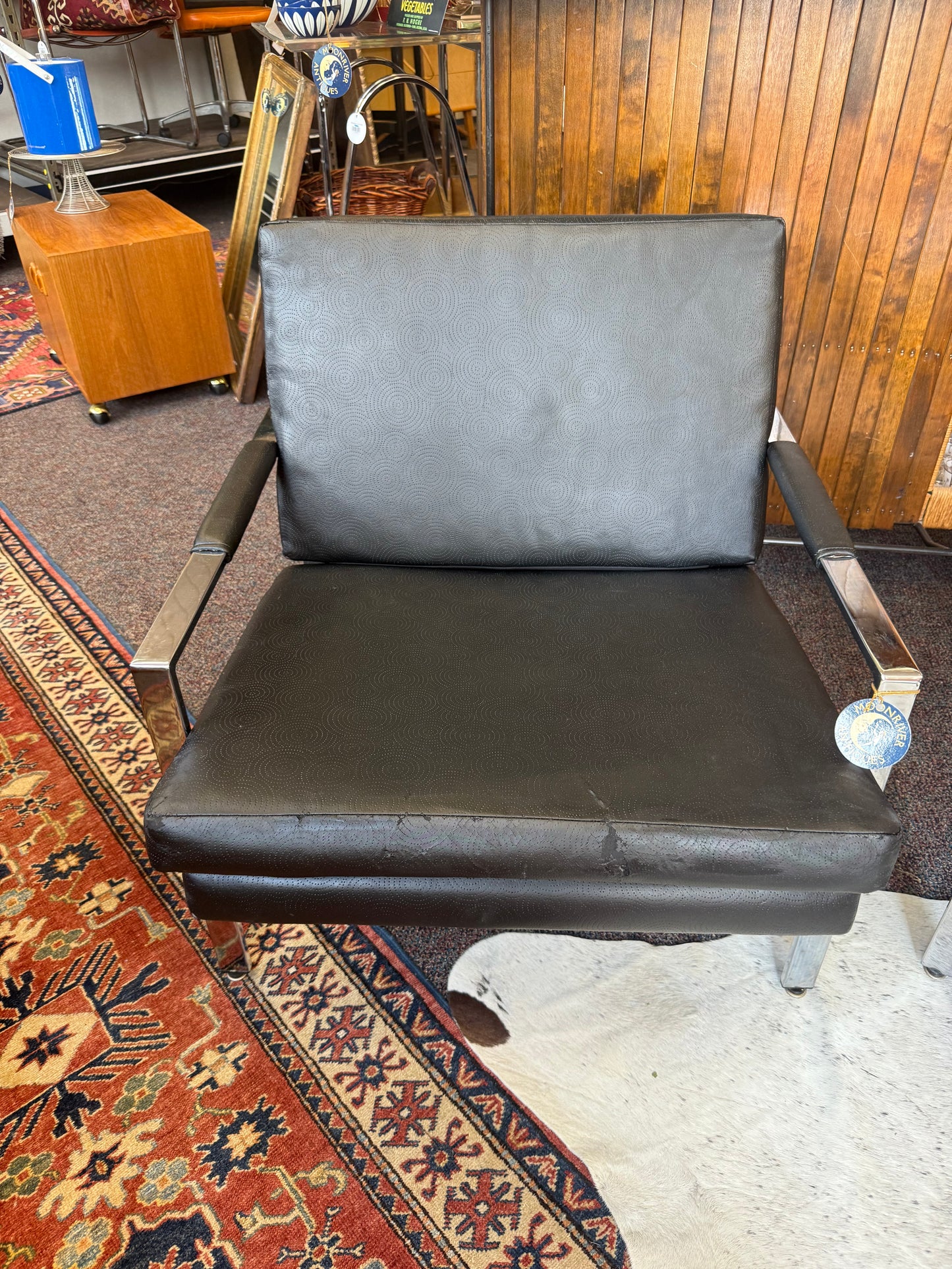 MCM Black & Chrome Lounge Chair