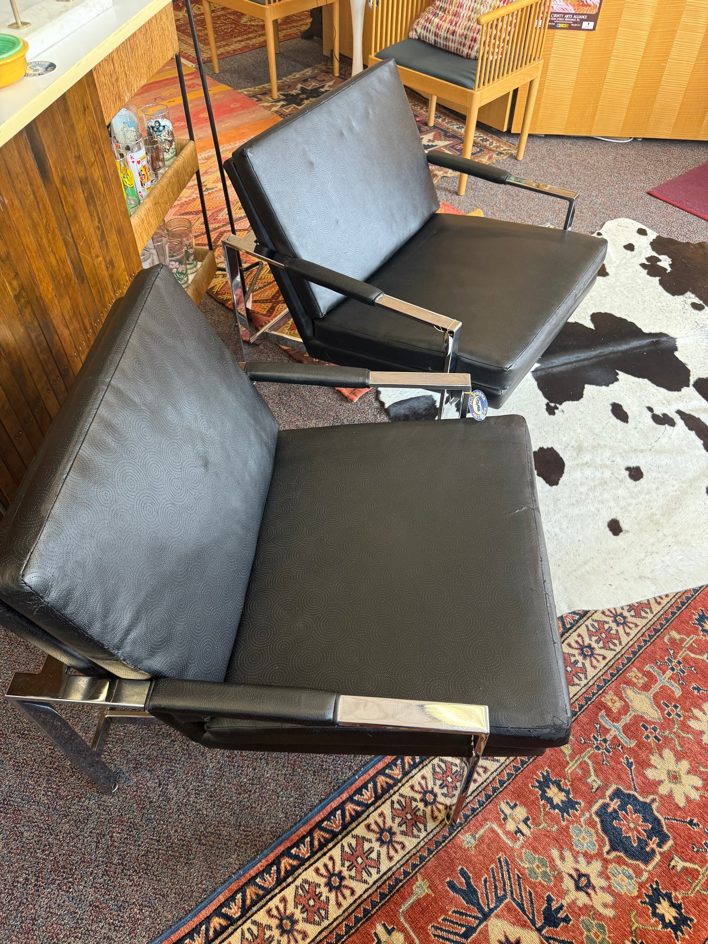 MCM Black & Chrome Lounge Chair