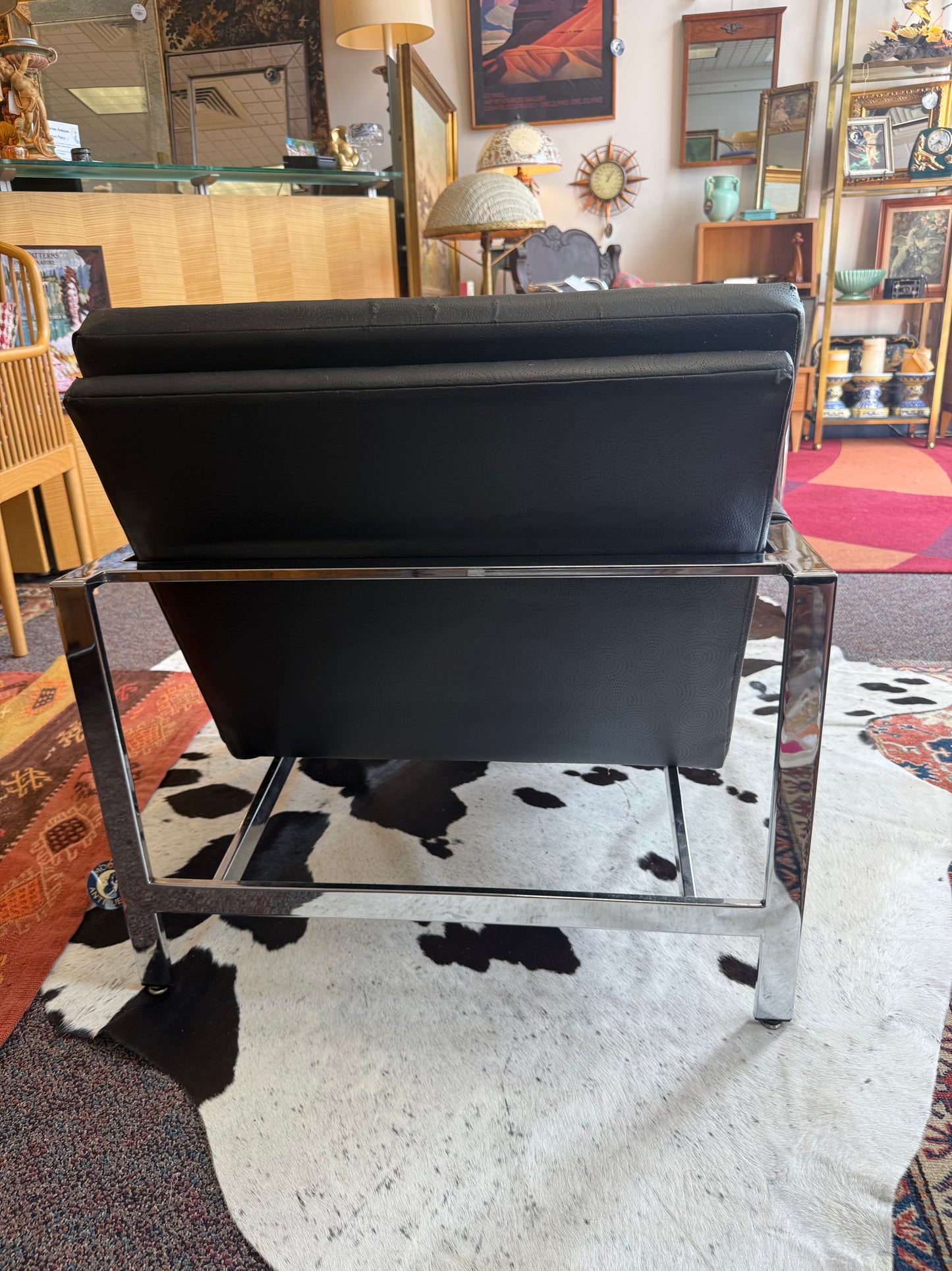 MCM Black & Chrome Lounge Chair