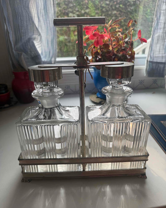 Vintage Tantalus Set w/Glass Decanters