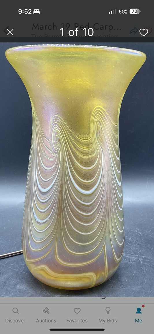 Vintage Pulled Feather Art Glass Table Lamp