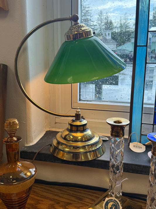 Curved Arm Brass Bankers Lamp
