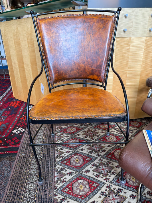Wrought Iron & Leather Chair