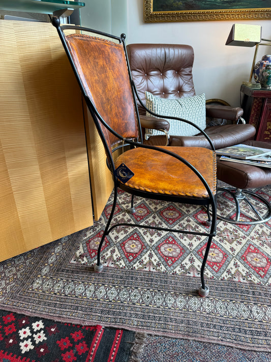 Wrought Iron & Leather Chair