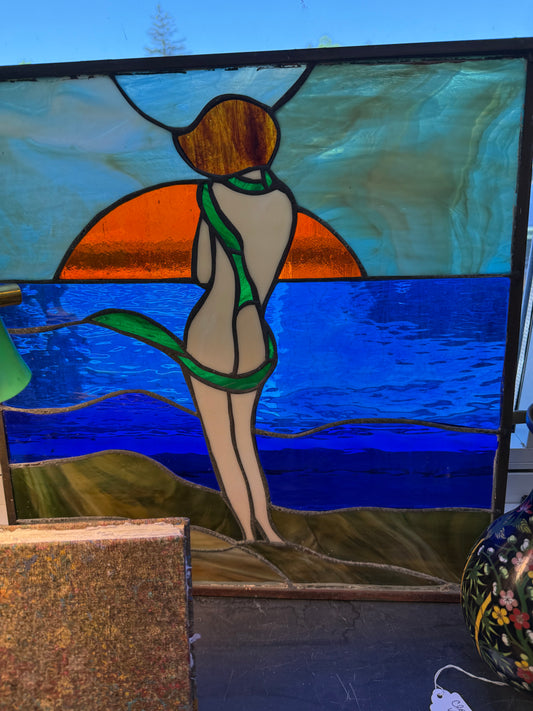 Stained Glass Woman at Sunrise