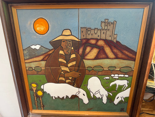 Mid Century Modern Spanish Tiled Framed Art