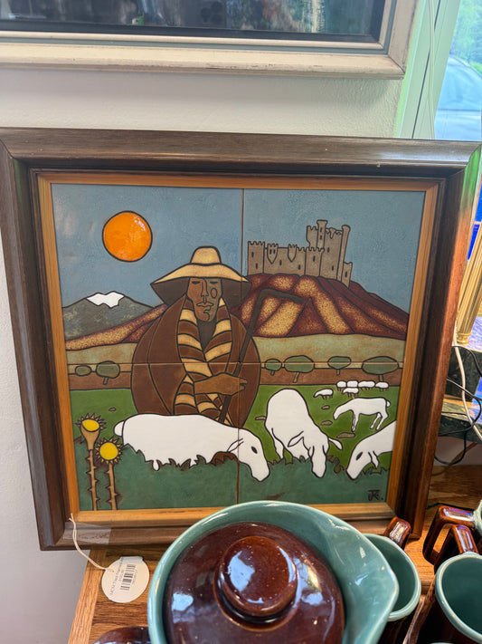 Mid Century Modern Spanish Tiled Framed Art