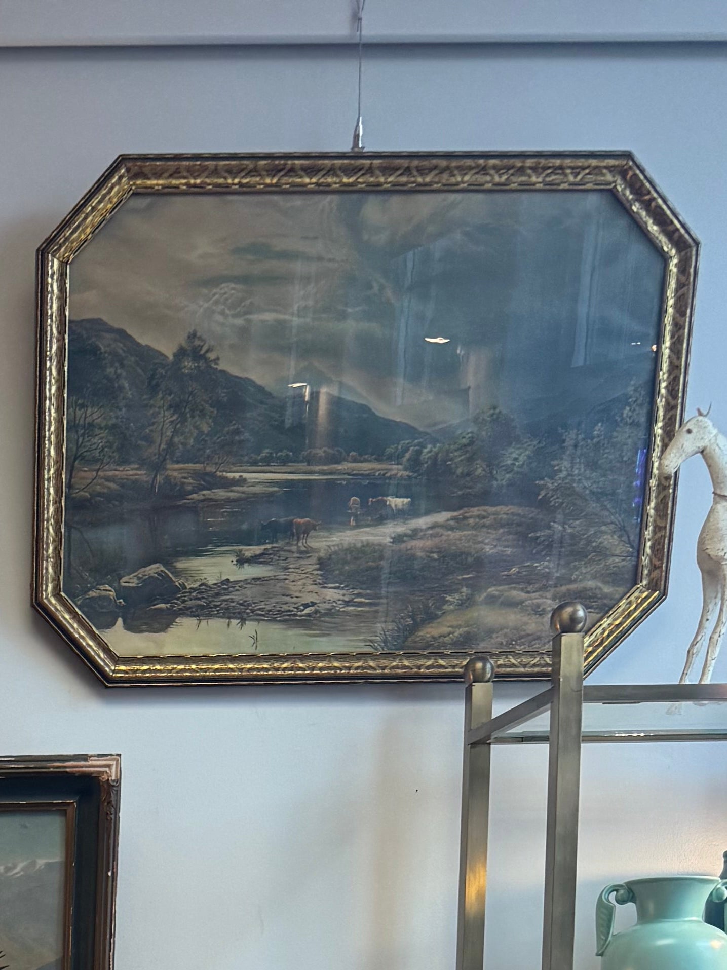 Vintage Landscape Print w/Cows