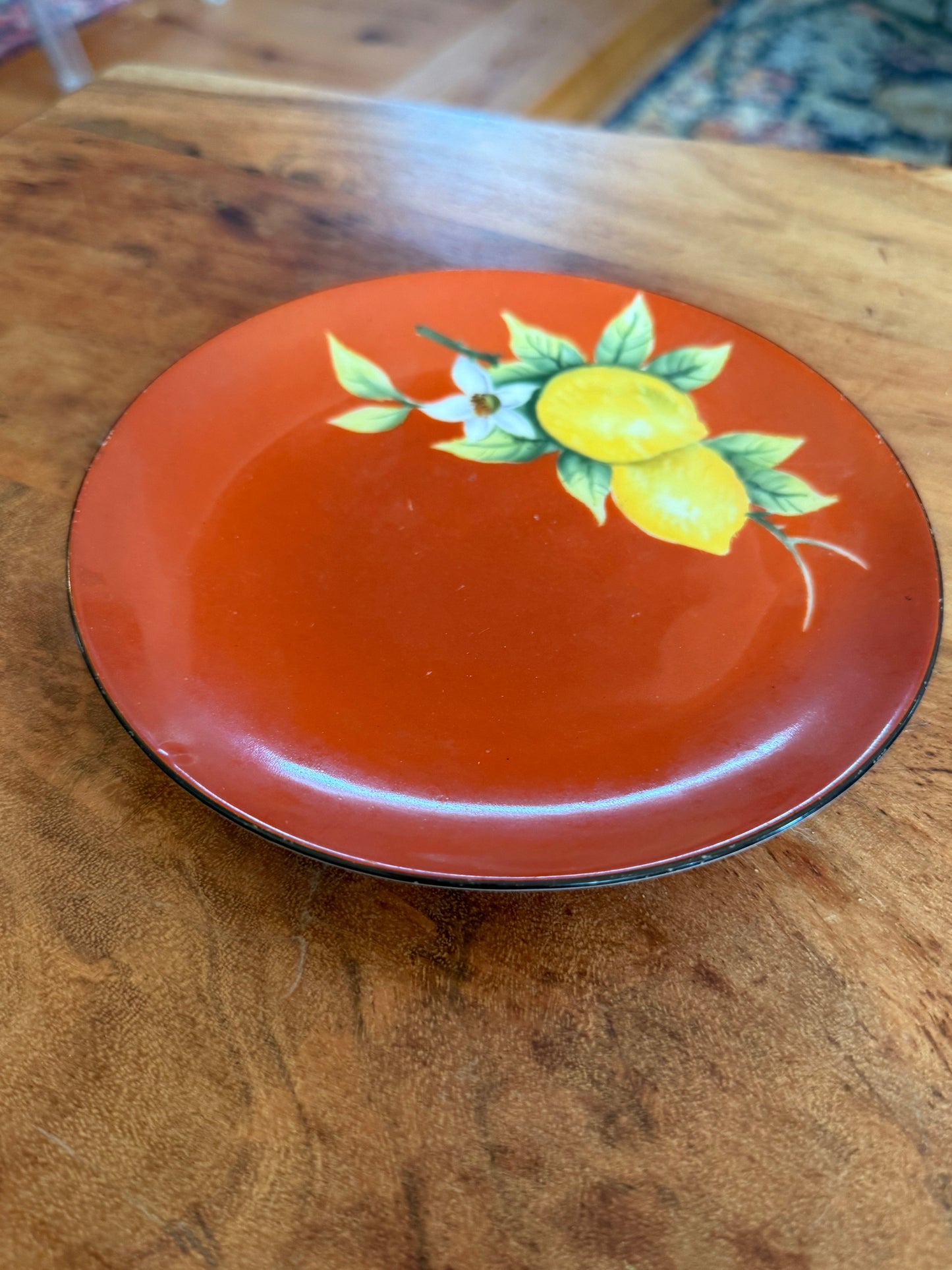 Noritake Red Plate w/Lemons