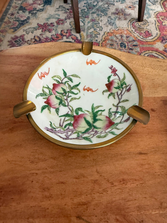 Japanese Brass & Porcelain Ashtray