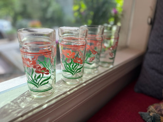 Vintage Floral Glasses (set)