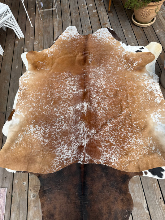 Brown & Cream Speckled Brazilian Cowhide Rug (Large)