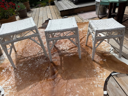 White Wicker Nesting Tables (SET of 3)