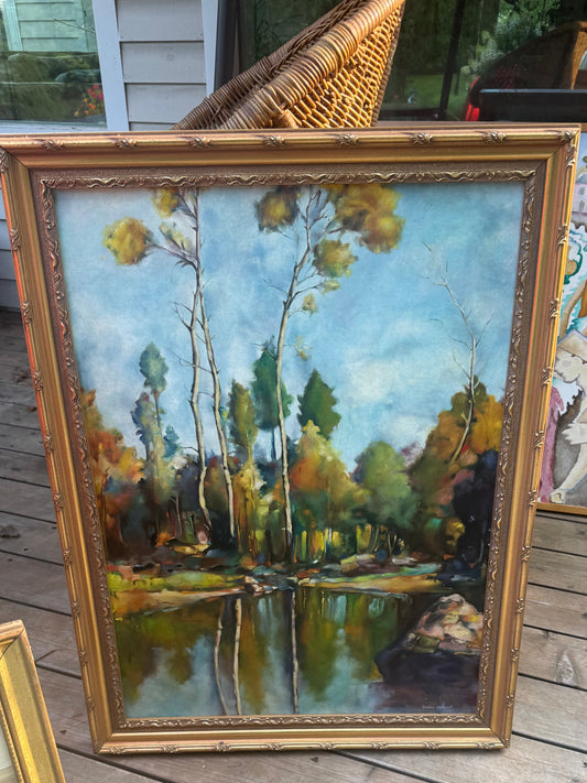 Mid Century Oil Painting Forest