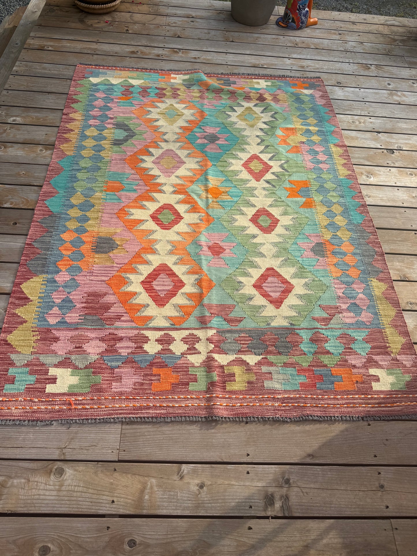 Handwoven Kilim Rug 7 by 5'2"