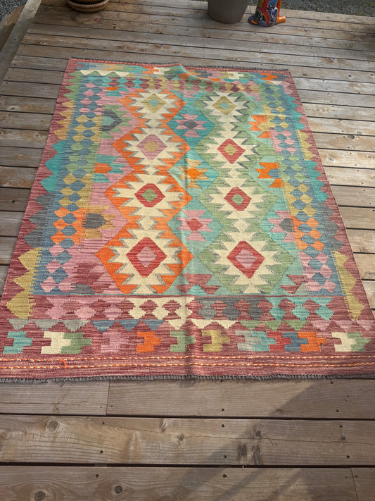 Handwoven Kilim Rug 7 by 5'2"
