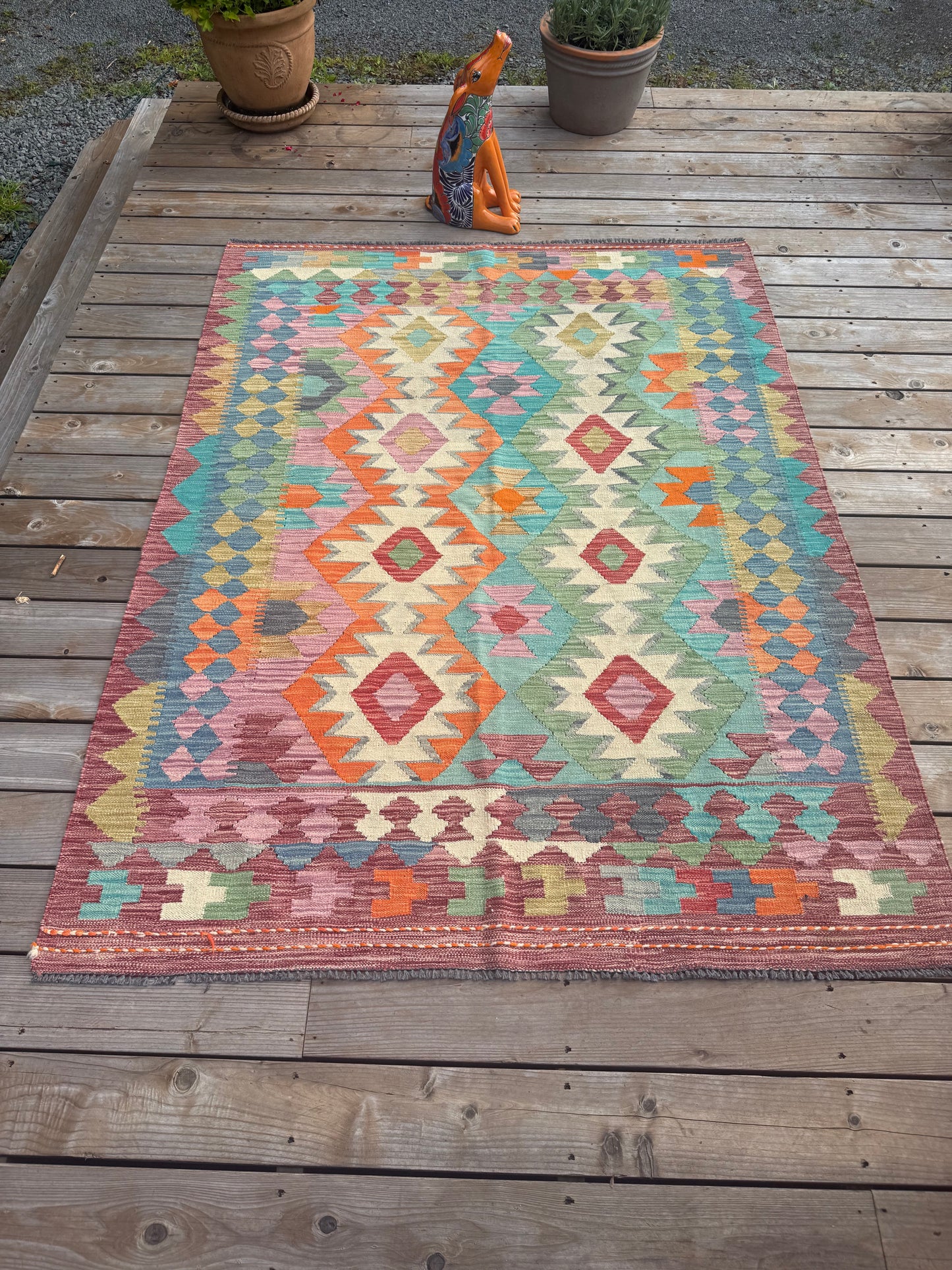 Handwoven Kilim Rug 7 by 5'2"