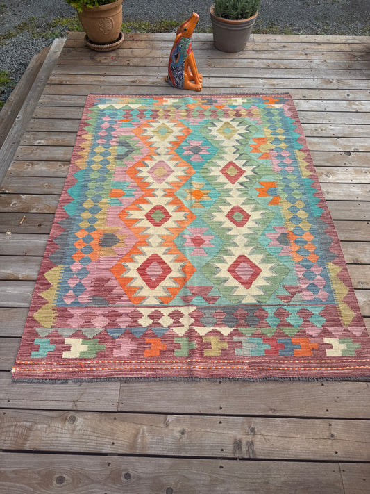Handwoven Kilim Rug 7 by 5'2"