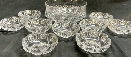 Art Deco Swirl Pattern Dessert Bowl & Dish Set