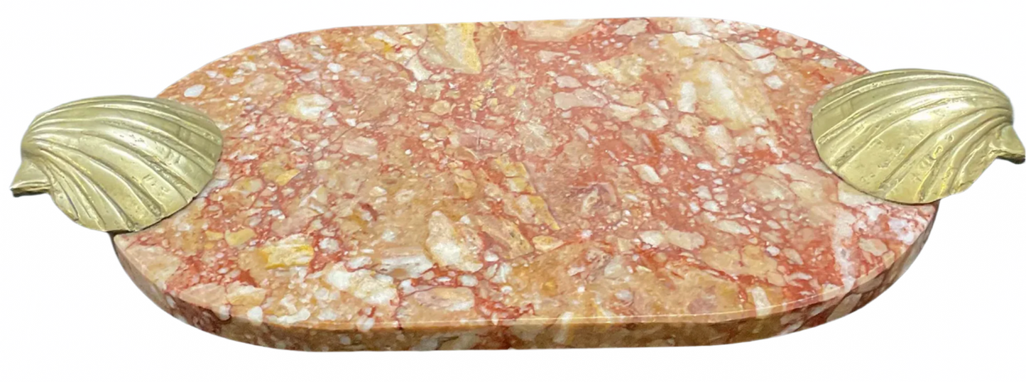 Red Stone & Brass Shell Cheeseboard
