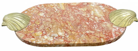 Red Stone & Brass Shell Cheeseboard
