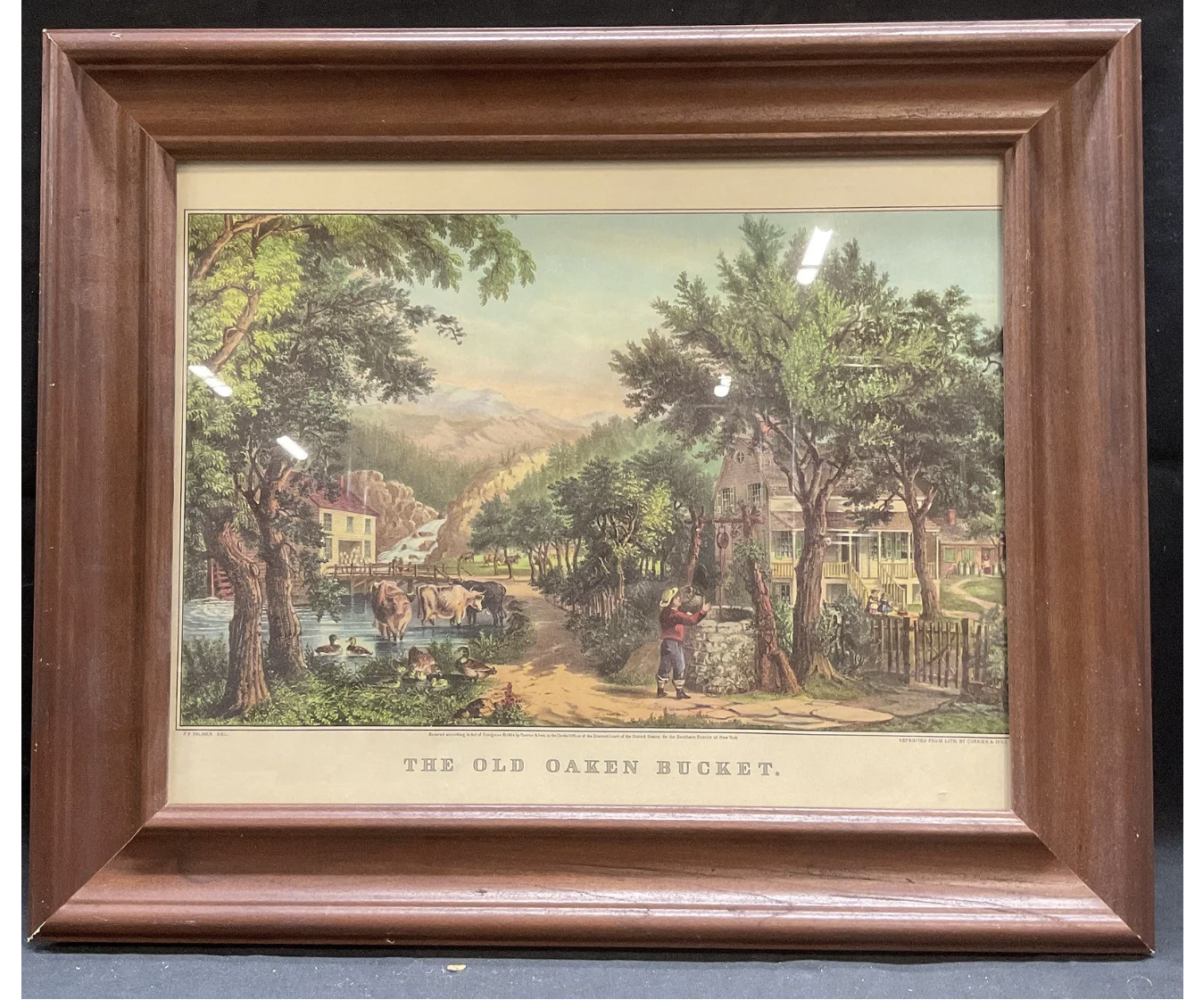 Framed Currier & Ives Life in the Country Litho