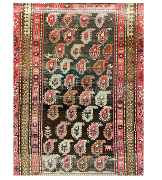 Vintage Handmade Caucasian Wool Area Rug