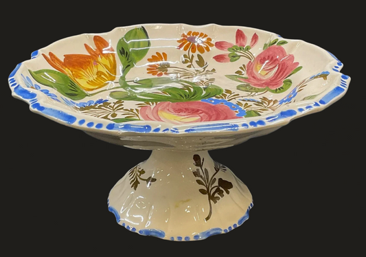 Hand Painted Ceramic Footed Dish