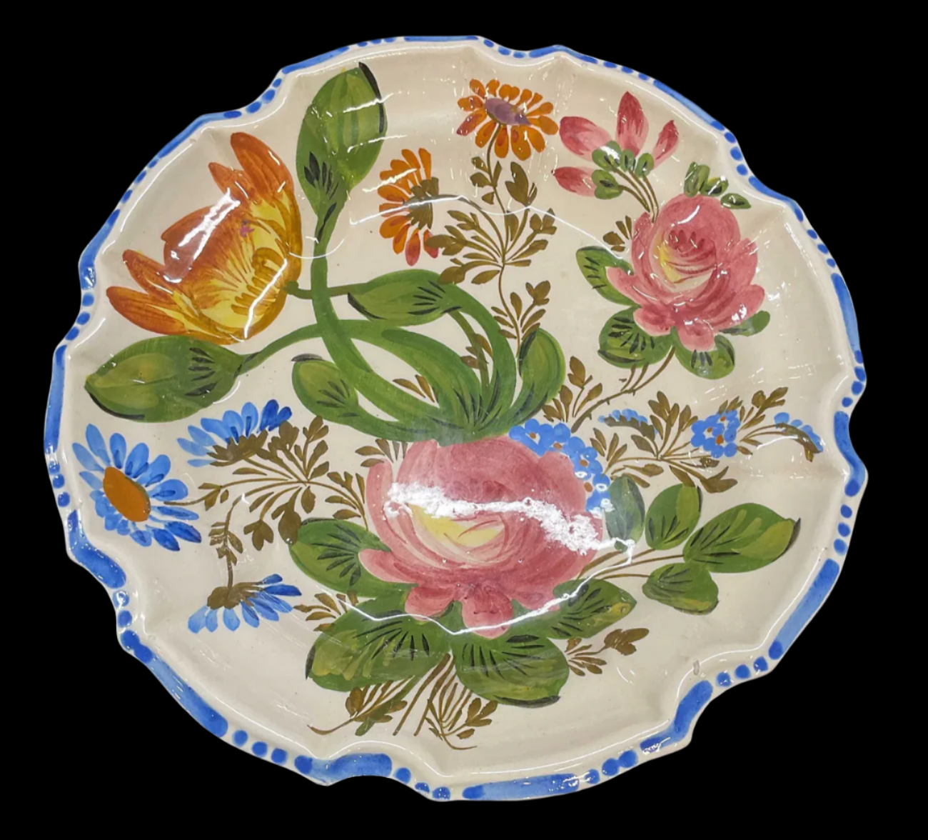 Hand Painted Ceramic Footed Dish
