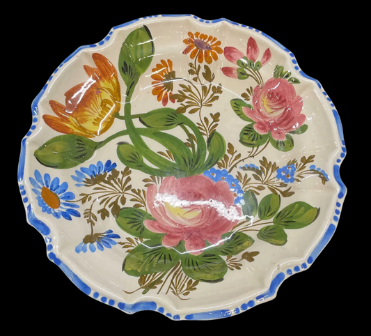 Hand Painted Ceramic Footed Dish