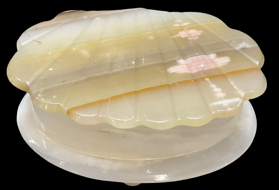 Vintage Carved Alabaster Shell Motif Box