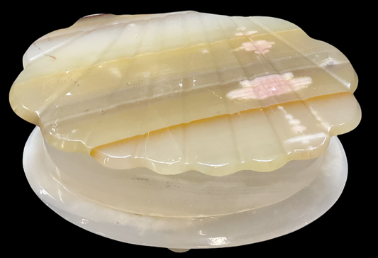 Vintage Carved Alabaster Shell Motif Box