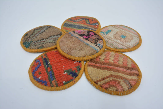 Handmade Kilim Coaster Set for Her - Ethnic & Vintage Style