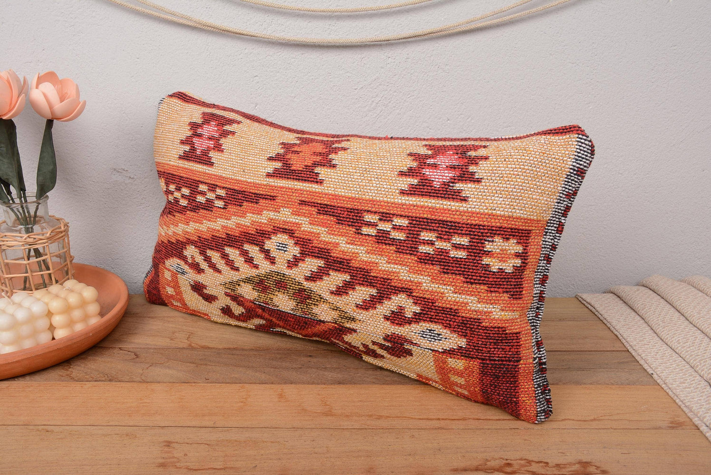 Vintage Kilim Cushion Sham for Sofa 12x24 Aztec Pattern