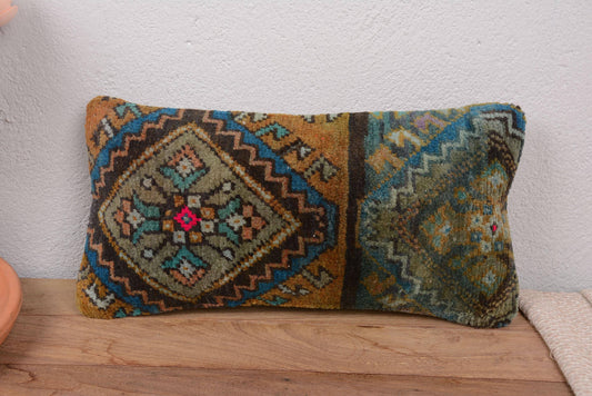 Turkish Kilim Lumbar Pillow Handwoven for Sofa