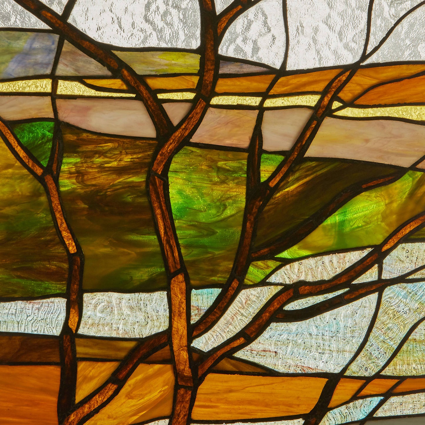 20"H Fall Treescape Stained Glass Window Panel