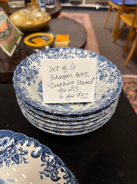 Johnson Brothers Coaching Scenes - Set of 6 Bowls