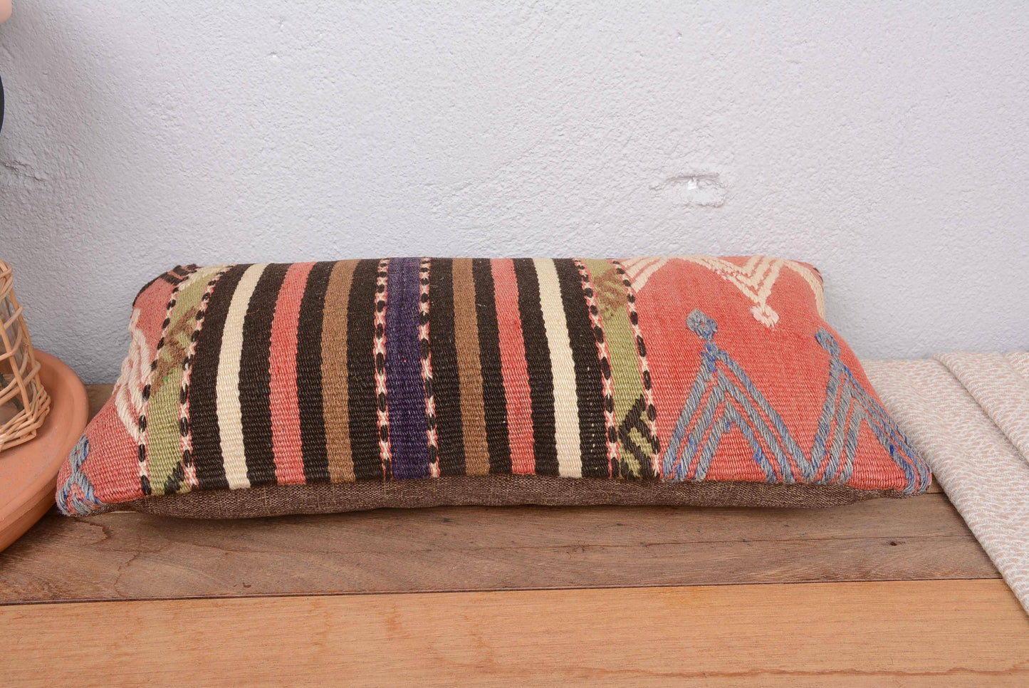Boho Turkish Lumbar Pillow for Sofa 10x20 Antique