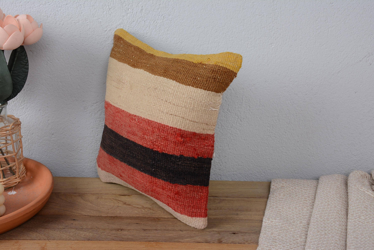 Vintage Kilim Boho Stripe Pillow Sham Cover 12x12