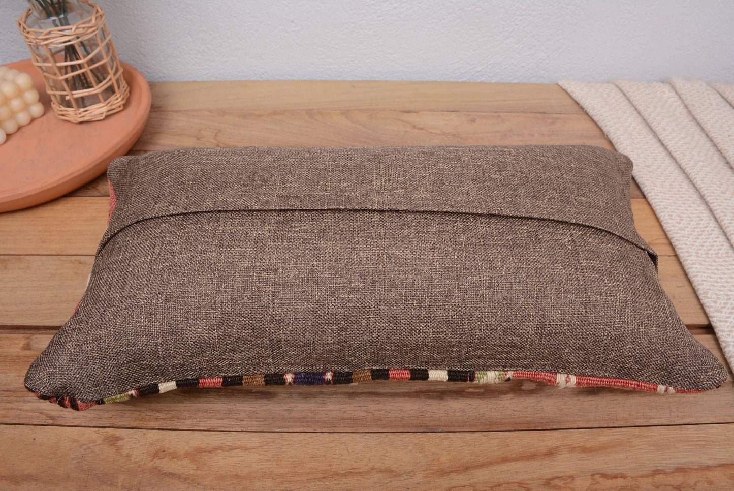Boho Turkish Lumbar Pillow for Sofa 10x20 Antique