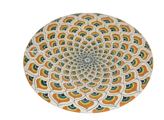 Deruta Italian Ceramic Peacock Platter (Yellow)